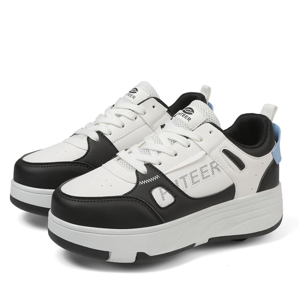 Mateju Chaussures à roulettes Garçons et Filles avec 4 Roues Rétractables, Patins à roulettes Enfants, 2 en 1 Chaussures de Skateboard Adolescents Extérieur Chaussures de Sport