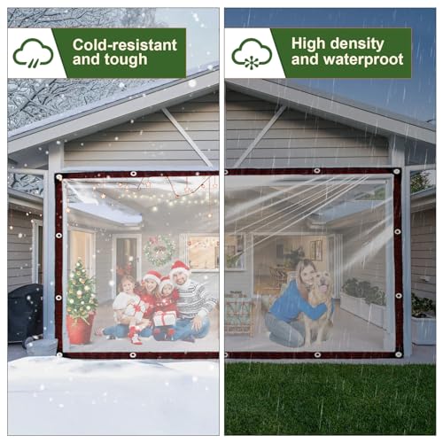 Clear Tarp - Waterproof - Small 6x10ft for Garden, Tarpaulin Transparent with Grommets of Firewood/Camping Outdoor Rain Plastic Tarps, Chicken Coop Cover/Dog Kennel Roof Canopy - Thumbnail 3
