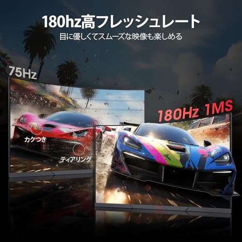 undefined KOORUI ゲーミングモニター 湾曲 27インチ 180Hz 1ms フルHD/1500R/HDR/ブルーライト軽減/Adptive sync/DP/HDMI/VESA/スピーカー非搭載 27E6CA の商品画像 1