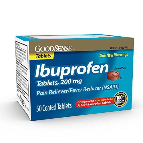 GoodSense 200 mg Ibuprofen Tablets, Fever Reducer and Pain Relief from Body Aches, Headache, Arthritis Pain and More, 50 Count