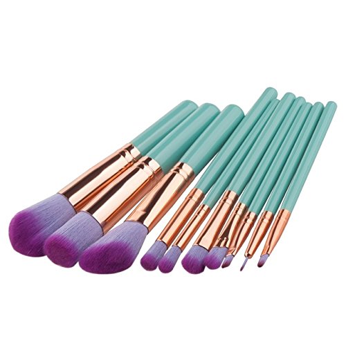 green Makeup Brushes Set Greenry Color MINI Size Sohandle Cosmetic Foundation Blusher Powder