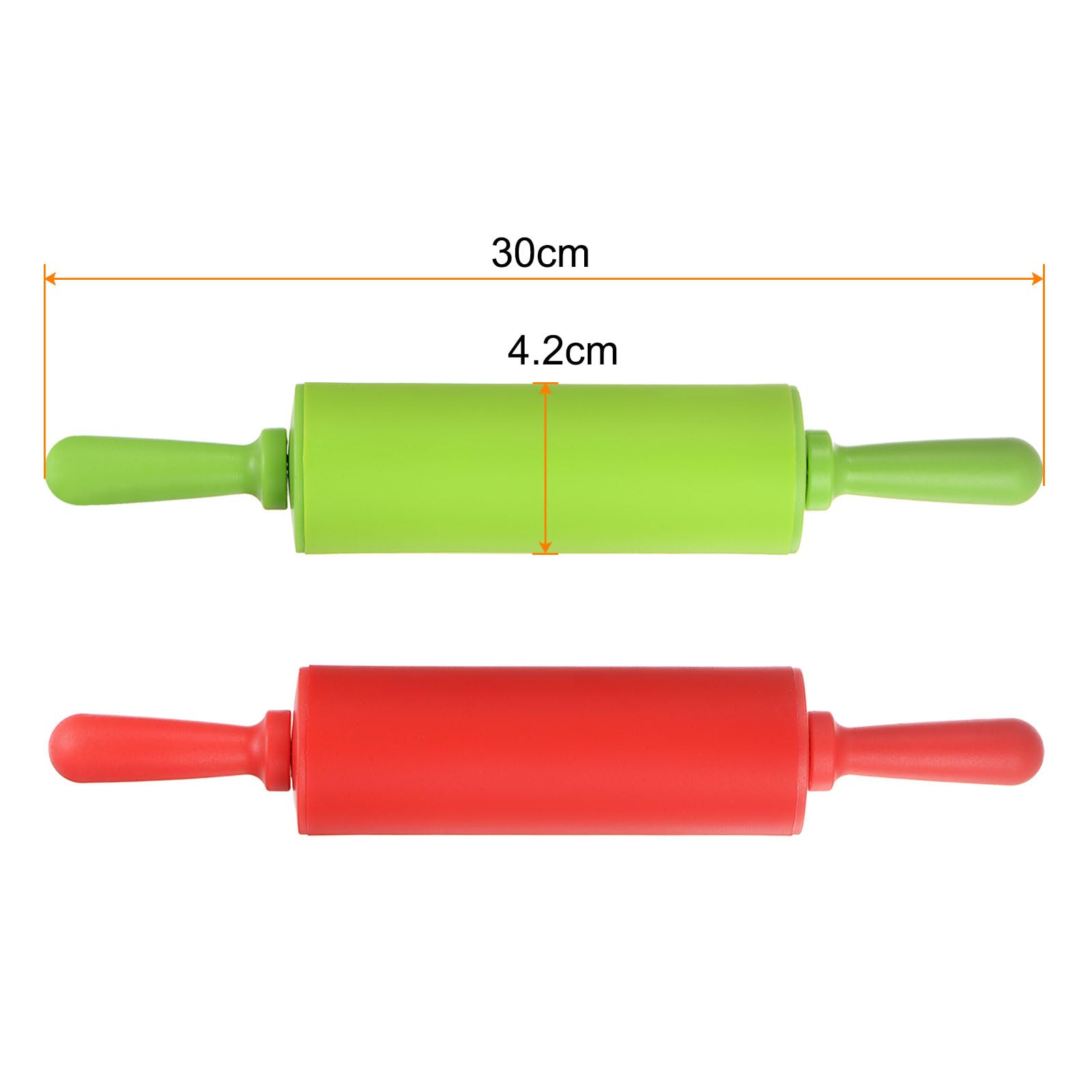 HARFINGTON Silicone Rolling Pins for Baking 12 Inch Non Stick Rolling Pin Small Roller Playdough Rolling Pins for Dough Pizza Pastry Fondant Kitchen, Red & Green