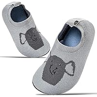Sosenfer Kids Slippers Girls Slippers Soft Barefoot Slippers Cute Baby Walking Slippers, 1227 Elephant Light Grey, 26 EU