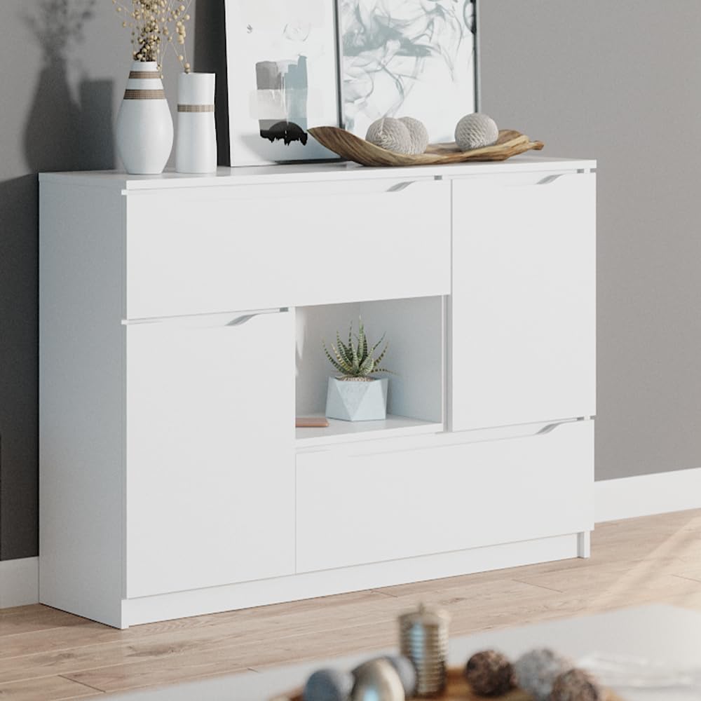 Vicco Cassettiera per camera da letto Ruben, Bianco, 120 x 84 cm | per riporre abiti e oggetti di uso quotidiano