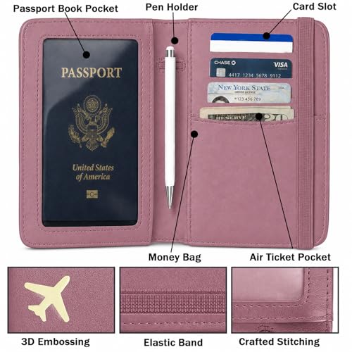 Image of ZOPPEN RFID Blocking Passport Holder for Travel - PU Leather Waterproof Lightweight Passport Cover Wallet for Women Men, Travel Organizer with Card Slots for Airline Tickets & Passport Book, Purple