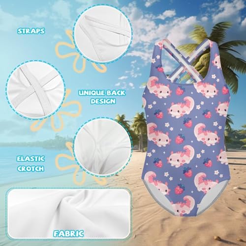 Image of Girls One Piece Bathing Suit,Slim-Fit Ruffle Strap Swimsuit with Adjustable Strap Quick Dry Summer Beach Swim Suit