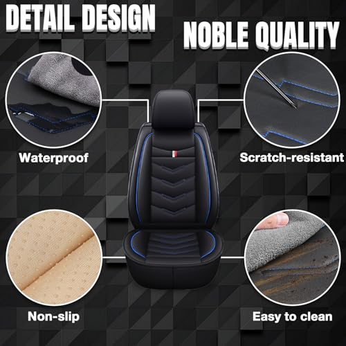 Image of Car Seat Covers Fit for GMC Terrain 2010-2026, Leather Seat Covers for Car, Waterproof Non-Slip Durable Car Seat Protector(5 Seats,Black Blue)