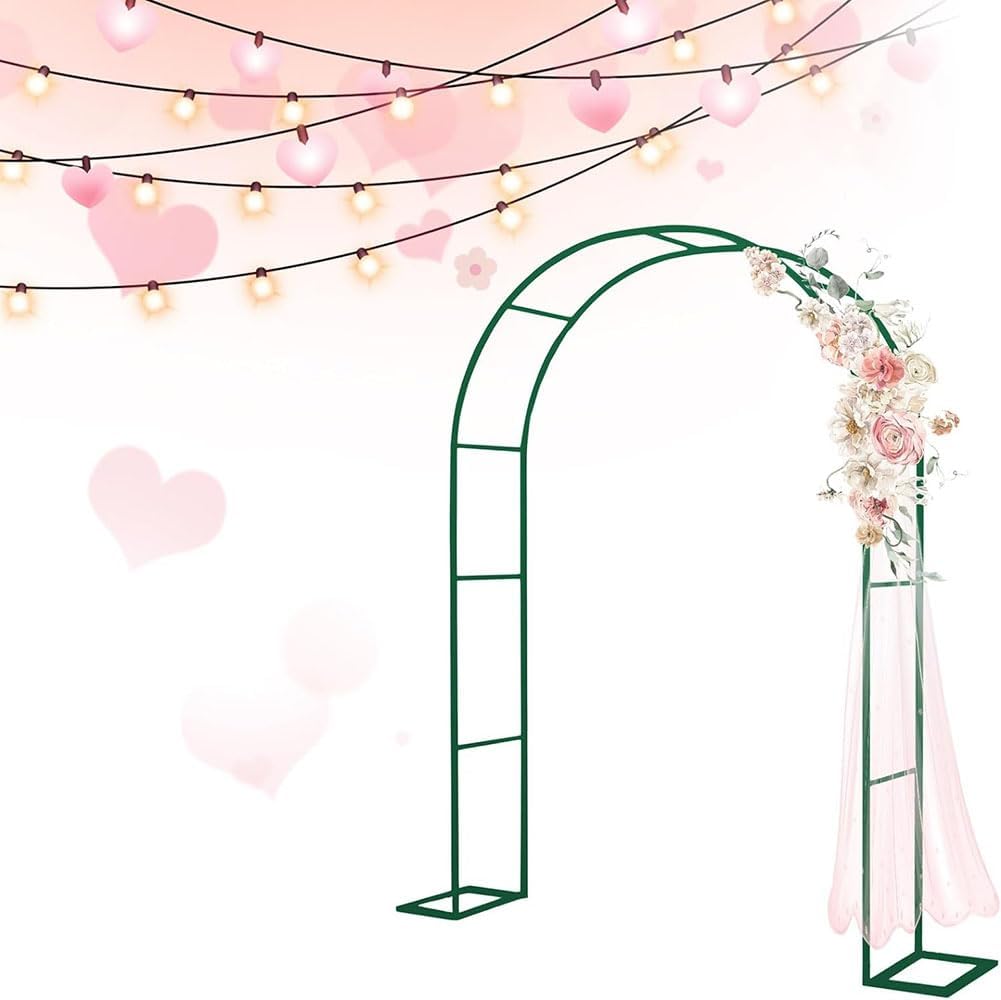 Black Steel Garden Arbor Wedding Arch Metal Arbour Pergola Tubular Frame Trellis Archway for Climbing Plant Roses Vines 120Cm 140Cm 240Cm Wide,Green,W1.8M*H2.2M