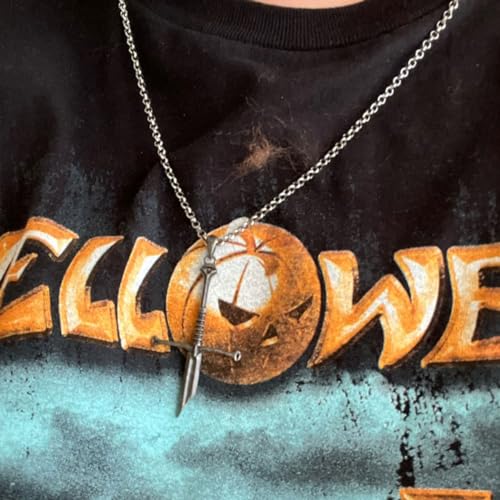 MIFYNN Gothic Broken Sword Cross Necklace Vintage Samurai Sword Pendant Necklace Punk Cross Sword Necklace Halloween Dark Gothic Jewelry Men Women3