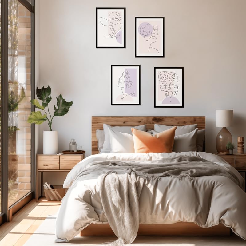 Feuilles décoratives dessin avec ligne continue Soul Art M04 mur vide - 2