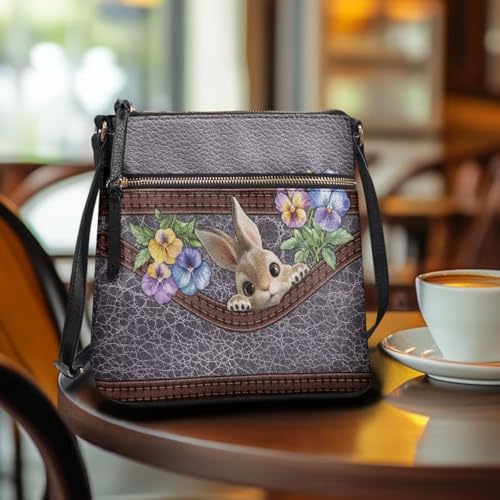 Image of Leather Women Crossbody Hobo Bag Satchel Purse Handbag with Adjustable Shoulder Strap and Zipper Pockets
