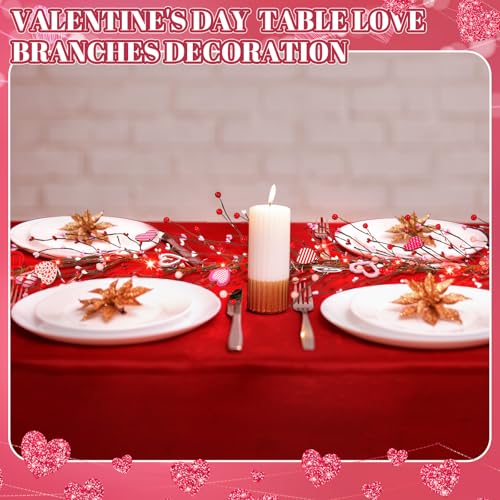 Thiccywoov 9.84 ft Valentine's Day Garland Valentines Day Wreath Decor Red Pink White Berry Heart Garland with LED Lights Artificial Vine for Valentines Wedding Anniversary Door Fireplace Home Decor by Thiccywoov - Image 6