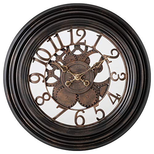 Pacific Bay Dortmund Large Decorative Light-Weight 20-Inch Wall Clock Silent, Non-Ticking, 3-D Aluminum Dial, Easy-To-Read, Quartz Battery Operated, Glass Face Cover #TOP5