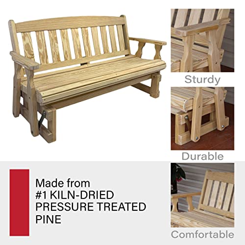 Caf Amish Heavy Duty 800 Lb Mission Pressure Treated Porch Glider (4 Foot, Unfinished) #TOP4