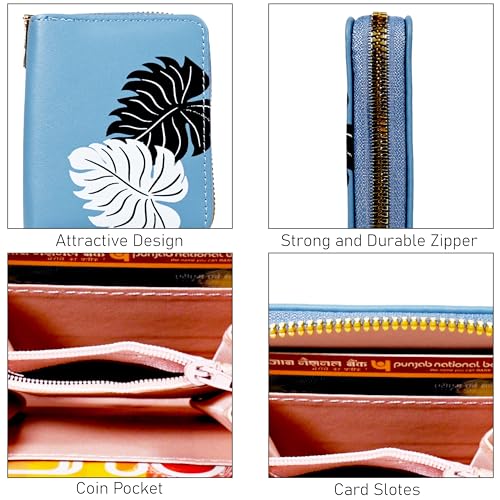 Image of Women Small Wallet Wallets for Girls Credit Card Holder Coin Purse Zipper Small Secure Card Case Cute Wallets Mini Wallets for Women (Blue)