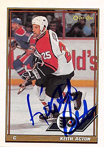 Autograph Warehouse 224156 Keith Acton Autographed Hockey Card - Philadelphia Flyers 1991 O-Pee-Chee - No. 77
