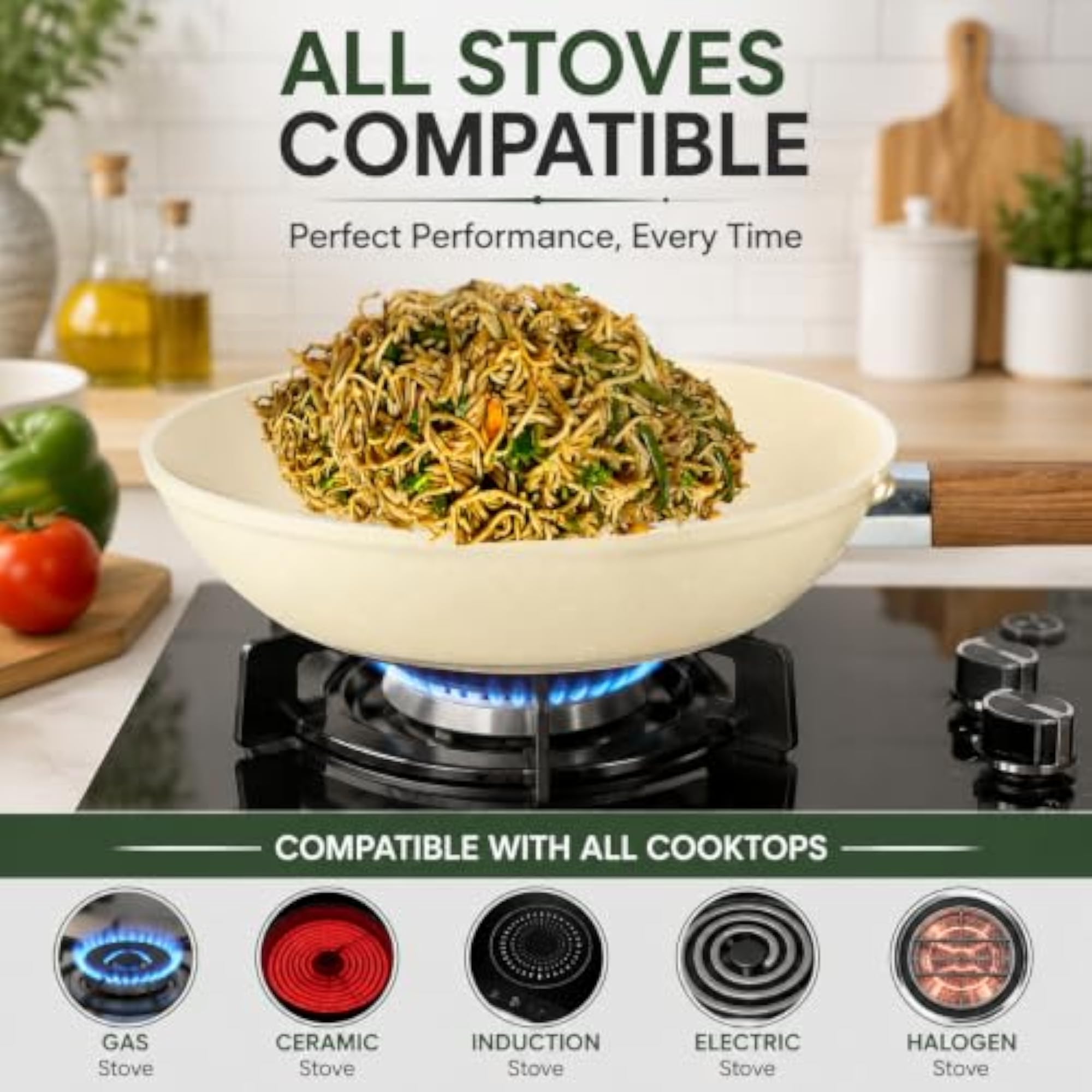 Granite Non-Stick Frying Pan with Wooden Handle