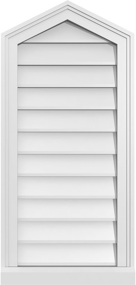 GVSPE16X3403SN-06 Peaked Top Brickmould Sill Frame, Primed Tan Signature Series Surface Mount Gable Vents, 16-in. W x 34-in. H, Unfinished