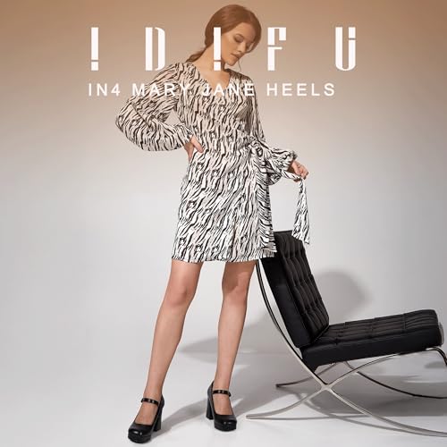 IDIFU IN4 Platform Mary Jane Shoes Women's Pumps High Chunky Square Closed Toe Heels Block Ankle Strap Work Wedding Prom Comfortable Dress Shoe Dressy Cute Trendy Vintage Heel Pump Shoes2