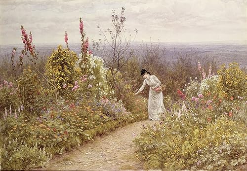 Cuadro en lienzo de jardín de Helen Allingham para decoración de oficinas y salones en 60x90cm