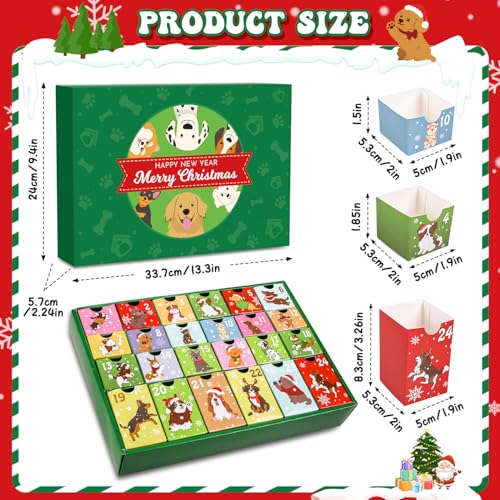 iZoeL Hunde Adventskalender 2024, Adventskalender für Hundeliebhaber, Leerer Adventskalender zum Selbstbefüllen, Weihnachtskalender für Haustiere, zum Befüllen von Snacks und Spiezeug,kleine Geschenk