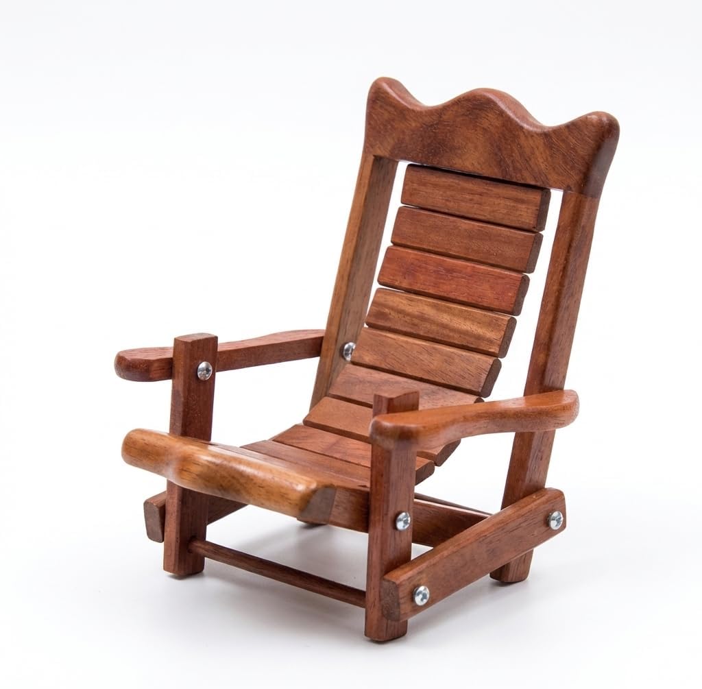 Miniature Wooden Chair Phone Stand, Foldable Desktop Holder, Creative Universal Cell Phone Support, Wood Material