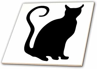 3dRose Black Cat Silhouette with Curly Tail - Ceramic Tile, 6-inch (ct_220837_2)