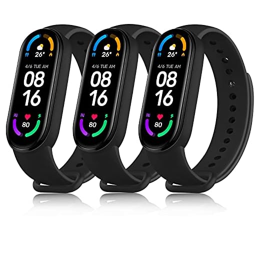 Mugust 3 Pack Correa Compatible con Xiaomi Mi Band 5 / Xiaomi Mi Band 6 / Amazfit Band 5, Pulseras de Repuesto de TPU Clásica (Negro+Negro+Negro)