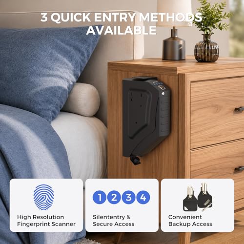 awesafe Bedside Biometric Gun Safe, Pistol Safe with Fingerprint PIN Key by AWESAFE - Used condition - Image 2