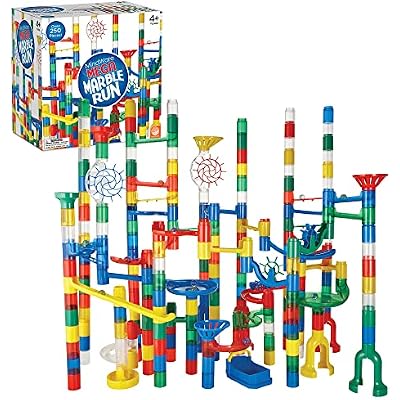 مجموعة بناء MindWare Mega Marble Run - 215 قطعة متينة و 40 رخام - لعبة البناء ، Engineernig و Sceince - الأعمار 4 وما فوق