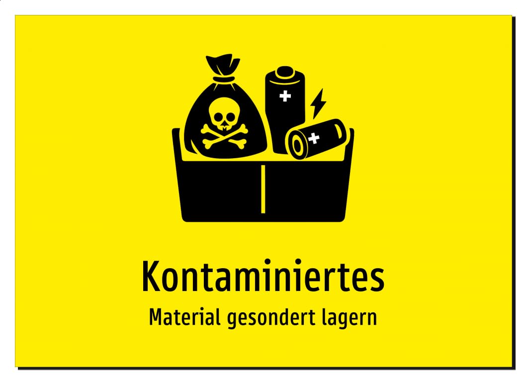 36191-DE-S-13 | Kontaminiertes - Material gesondert lagern | Aufkleber A2, 594 x 420mm | mit Symbolgrafik und Text