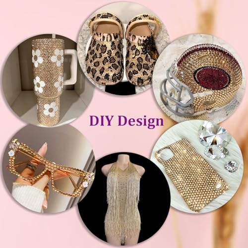 Image of 25000Pcs Resin Rhinestones for Crafting, Champagne 2-6mm Mixed Sizes Non Hotfix Flatback Gems with 1Pcs Glue, Bedazzling Crystal for DIY Craft Clothing Mugs Tumblers Shoes Fabric Decor Nail Art
