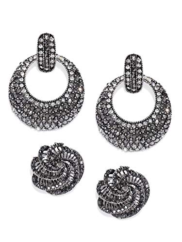ZAVERI PEARLS Black Non Precious Metal Stud Earrings for Women (ZPFK8944) (B07SVP1BNZ) Amazon Price History, Amazon Price Tracker