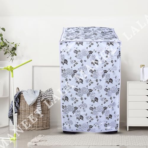 Image of Top Load Washing Machine Cover Pvc Suitable For - Lg-8-10kg | half White & Grey - Size: 60X60X93Cm