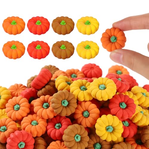 Pumpkin Eraser Bulk Set of 44 Pcs Halloween Pumpkin Erasers for Kids Fall Pencil Erasers 3D Fun Mini Erasers for Classroom Prizes Thanksgiving and Halloween Party Favors