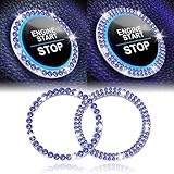 LivTee 2 PCS Crystal Combinatorial Rhinestone Car Engine Start Decoration Ring, Push to Start Button Cover Sticker, Bling Car Interior Accessories for Women, Automotive Decals, Dark Blue