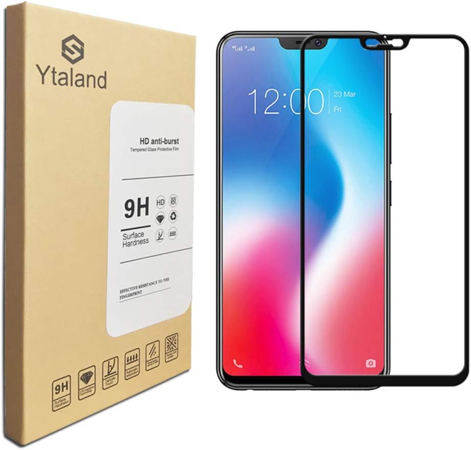 [2 Pack] Screen Protector For Vivo V9, [ Full Glue ] [ Full Coverage ] [0.3mm, 2.5D] [Bubble-Free] [9H Hardness] [HD Clear] Tempered Glass Screen Protector For Vivo V9