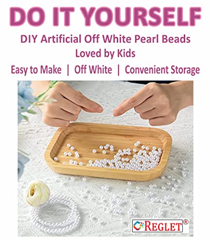 Image of 750 Pcs Off White Beads - 6nm, 8mm, 10mm - DIY Beads for Bracelets Making Kit, Crafting, Embroidery Crafts, Jewellery Making Kit, Beadwork, Pearls for Craft, Beading - 150 Grams