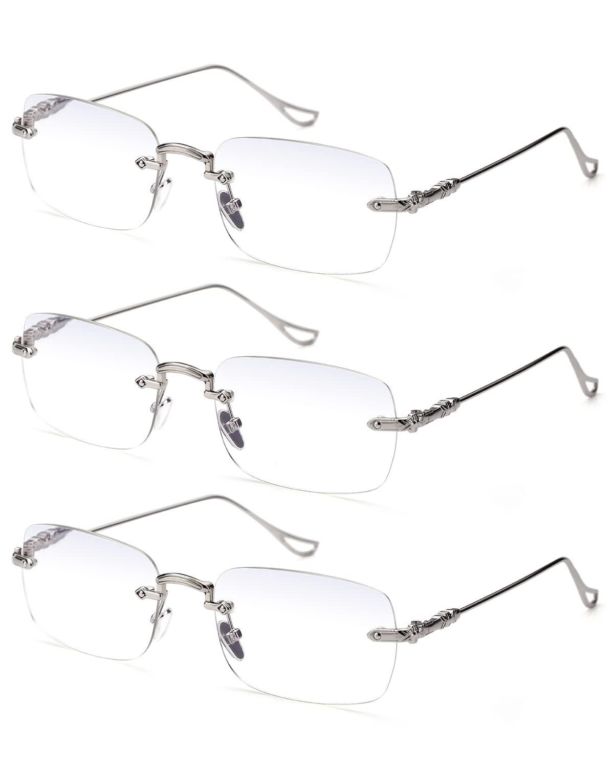 TERAISE Frameless Metal Reading Glasses for Men/Women Blue Light Blocking -Rimless Fashion Comfortable Computer Eyeglasses