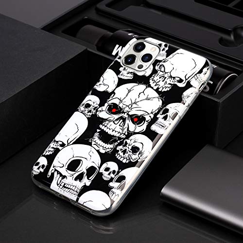 Luvi For Iphone 12/Iphone 12 Pro Case Glow In The Dark Skull Noctilucent Darkness Fluorescent Protective Cover Clear Ultra Thin Slim Tpu Rubber Silicone Case For Iphone 12/12 Pro 6.1 Inch #TOP4