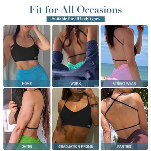 Image of PALAY Women's Low Back Seamless Bras Backless Multiway Convertible Adjustable Strap Halter Lifting Bra Spaghetti Strap Wire-Free with Padded Removeable(Not Include Straps)