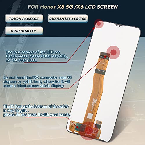 RongZy Screen Replacement for Honor X6 4G/Honor X8 5G VNE-N41 LCD Display Touch Screen Digitizer Assembly for Honor X8 5G Display Replacement with Kit(Black) - Image 2