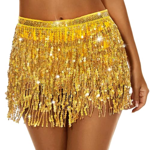 Sequin Fringe Skirt Women Tassel Wrap Skirts Sparkly Hip Scarf Pa...
