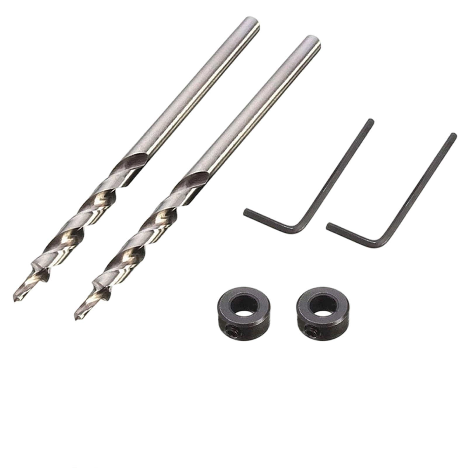 6 Piece Pocket Hole Drill Bit Set, HSS Twist Step Drill Bit for Woodworking Projects, 9.5mm Diameter with 1/4 Inch Hex and Round Shank, for Furniture Assembly and Cabinet Construction
