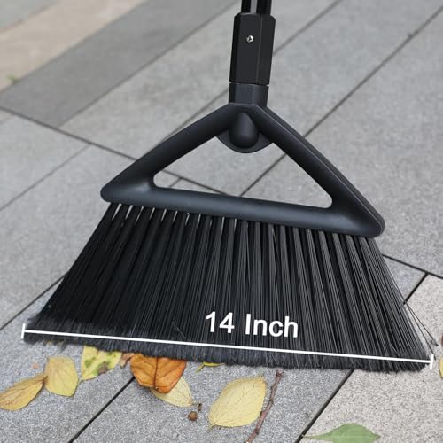 Image of Heavy Duty Black Angle Broom with Long Handle - 4 Pack