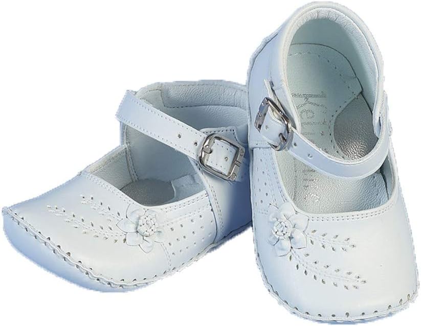 Baby Girls White Flower Buckle Christening Shoes Size