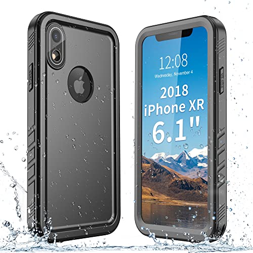 SPORTLINK for iPhone XR Waterproof Phone Case Built in Shockproof Dustproof Screen Protector Full Body Military Rugged Cover Protective Heavy Duty Dropproof IP68 Underwater for iPhone XR 6.1 Black
