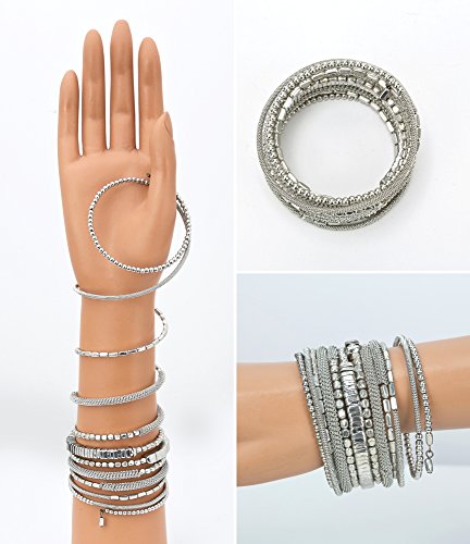 SPUNKYsoul Handmade Bohemian Multi-Color Beaded Coil Bracelet – Comfortable, Adjustable Boho Wrap Cuff That Stacks Easily and Lets You Effortlessly Elevate Any Outfit, Day or Night3