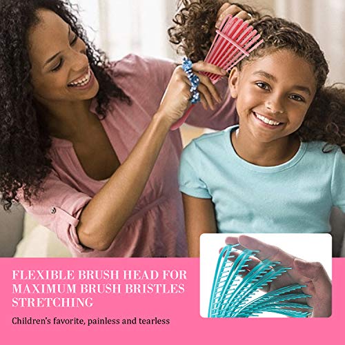 Detangling Brush, ez Detangler Brush for Natural Black Hair, 2 Pcs Detangling Comb for Thick Curly Kinky/Coily, Wet/Dry 3/4 abcd African American Hair for Women Kids Men (Pink & Blue)