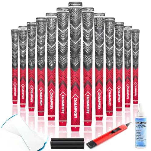 Image of Champkey Victor Hybrid Golf Grips Set of 13(5 Oz Solvent,Blade,15 Tapes & Vise Clamp Available)-Choose Between 13 Grips & All Repair Kits and 13 Grips & 15 Tapes